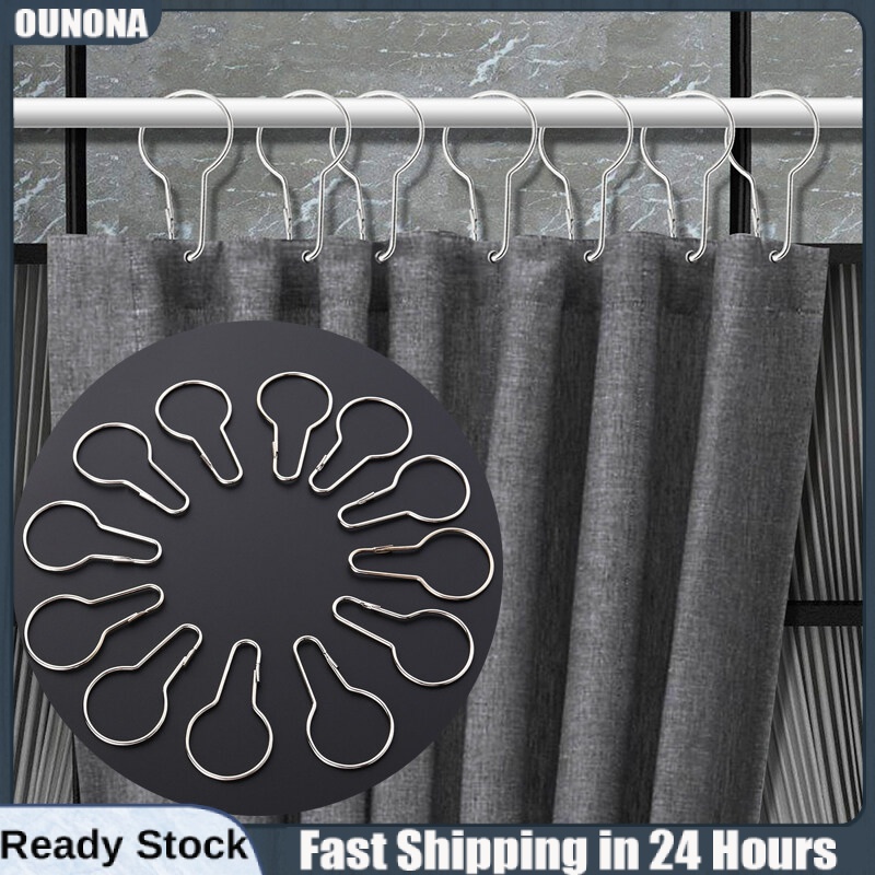 OUNONA 12Pcs Shower Curtain Hooks Glide Roller Rustproof Stainless