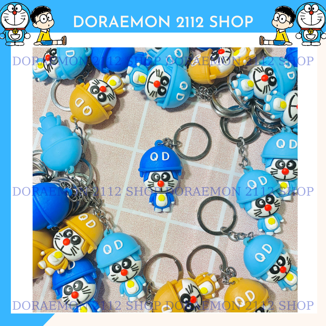 Móc khóa nhựa dẻo DORAEMON đội nón siêu cute