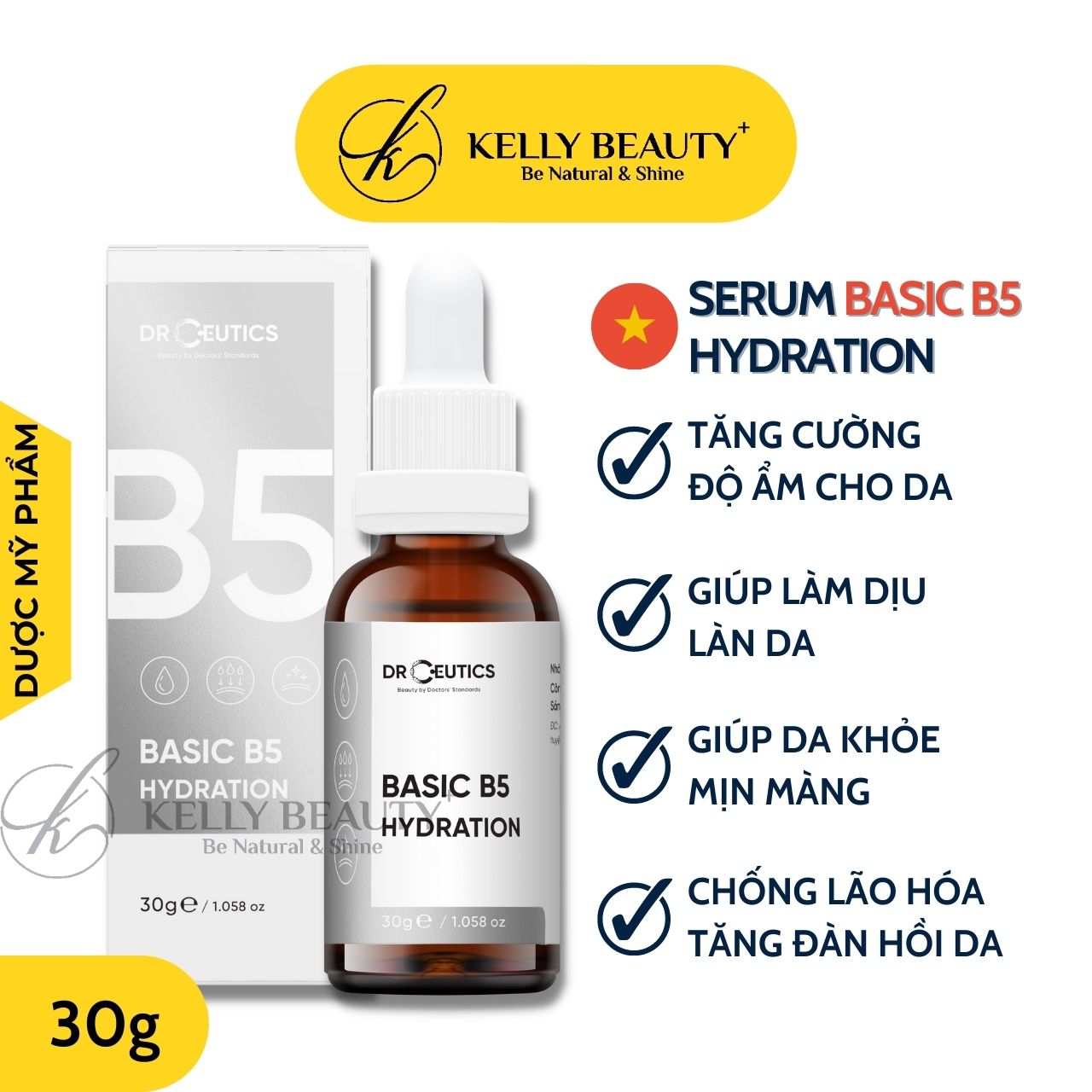 Serum Basic B5 Hydration DrCeutics - Cấp Ẩm, Phục Hồi Da Làm Dịu, Mềm Mịn Da - Phù Hợp Da Dầu Mụn Kelly Beauty thumbnail