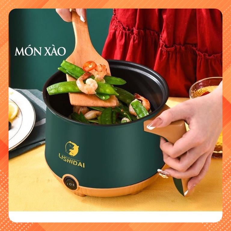 Ca mỳ xanh kèm hấp inox tay cầm cán gỗ