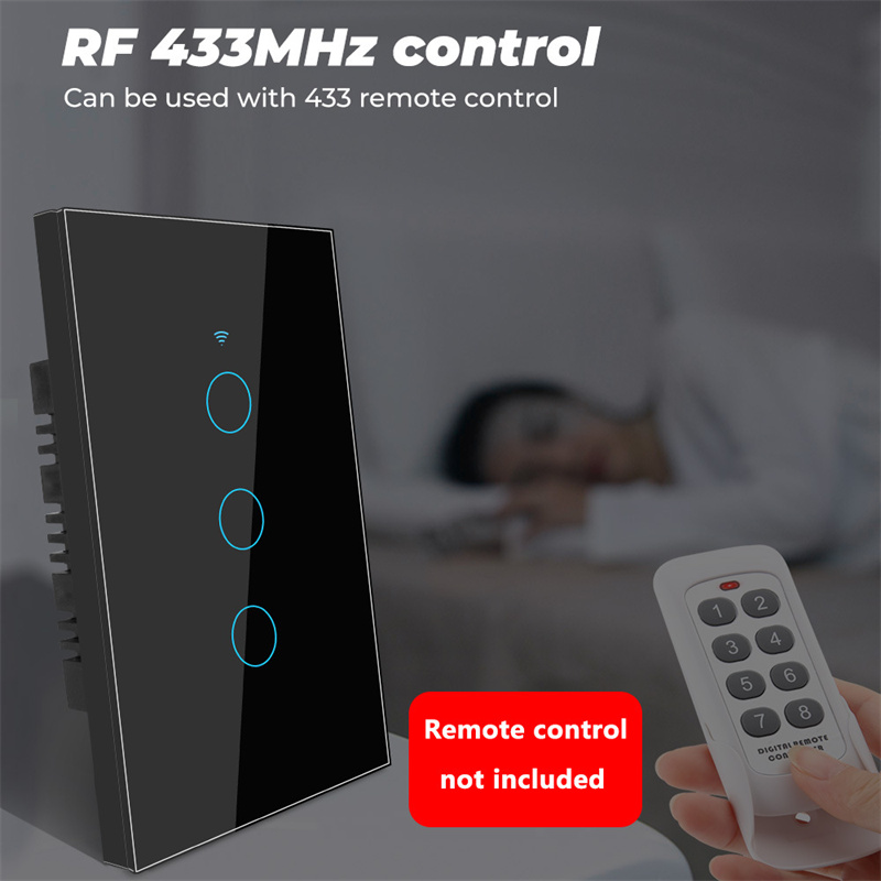 KAIMEIDI Smart WiFi Bluetooth wall touch switch light 433 remote control mobile phone APP timing voice remote control
