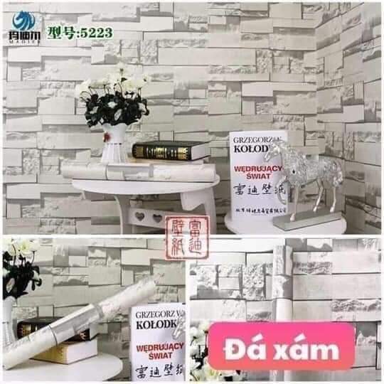 cuộn 10M giấy dán tường mẫu đá xám