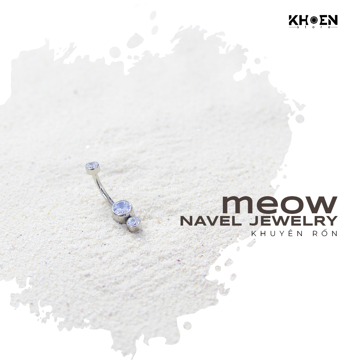 ( 1 chiếc ) Khuyên Rốn 2 hạt đá - Titan - Khoen Store
