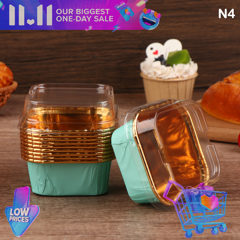 💖MUXI 10 cái Muffin bánh cốc giấy vuông cupcake lót nướng bánh muffin hộp ly