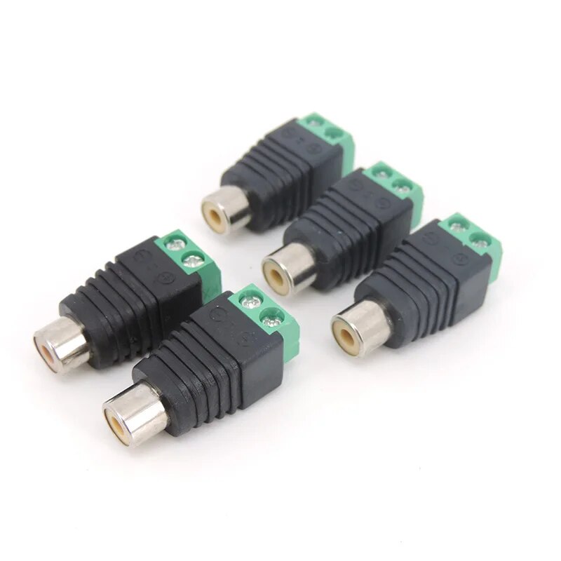 Qb13la audio video rca male plug & rca female jack screw terminal connector block adapter av for cctv camera speaker wire cable