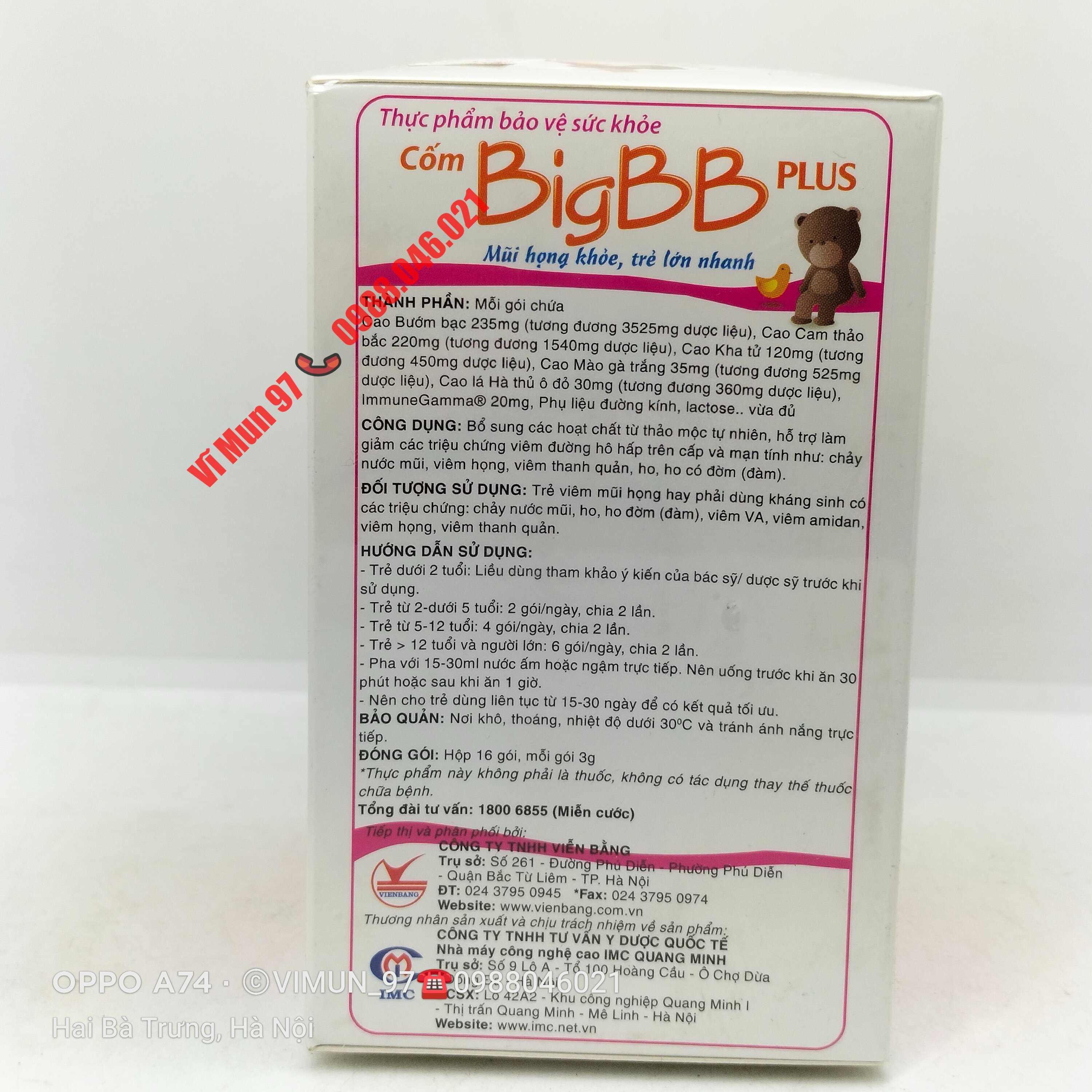 Cốm BigBB Plus -  hết ho đàm, sổ mũi, viêm họng an toàn cho bé