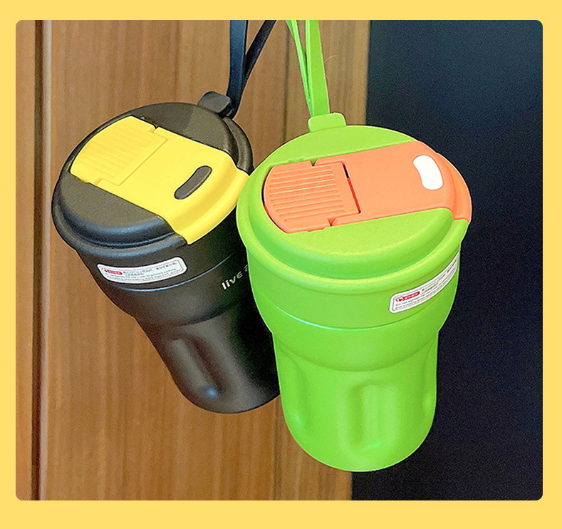 cup Simple coffee cup Convenient accompanying thermal insulation bottle Rope suction cup