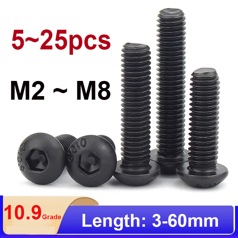 M4 M5 M6 M8 Grade 10.9 Alloy Steel Screws Hex Socket Round Head Cap 