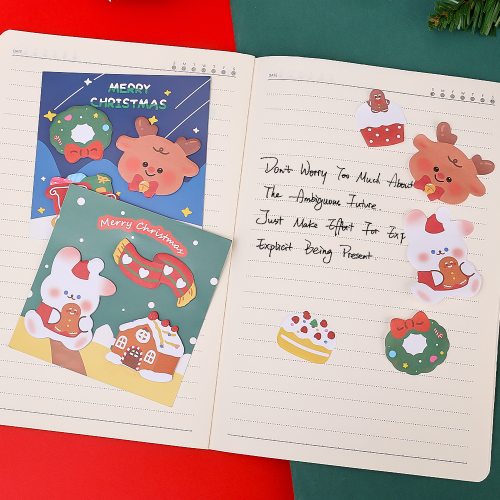 60 Sheets Christmas Combo Post It Sticky Notes Cute Notepad Handbook Decoration Decorative Stickers