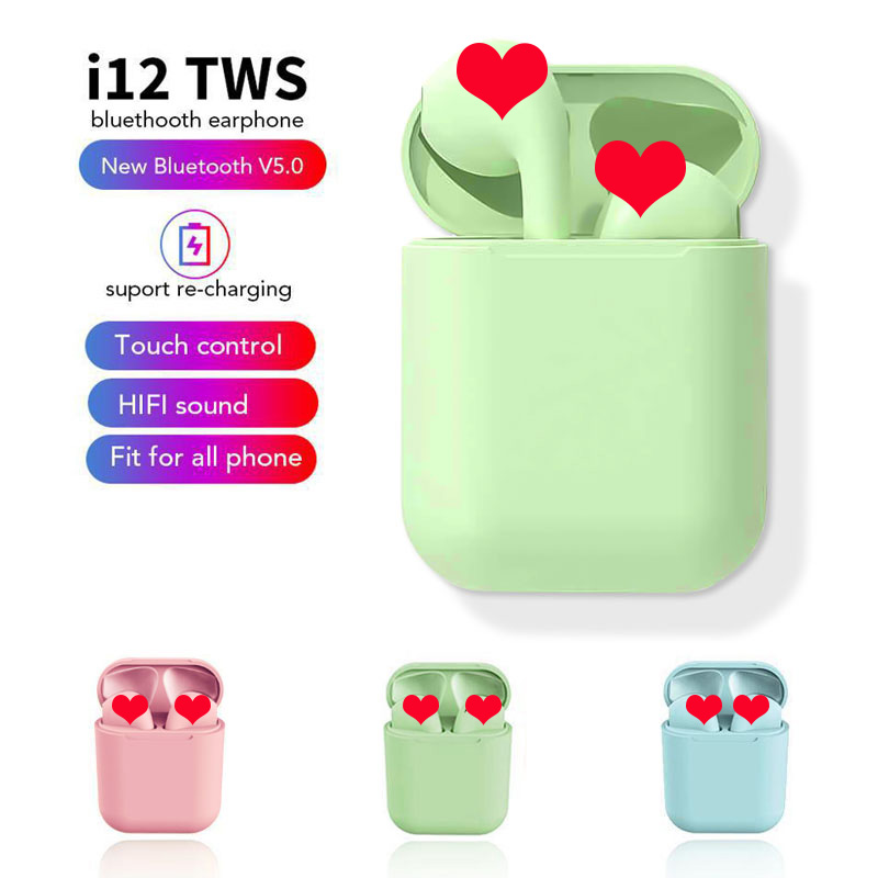 Được Chọn Màu - Tai nghe bluetooth, tai nghe bluetooth không dây i12 Inpods 12, Cảm ứng vân tay 5.0, âm thanh cực chuẩn, màu sắc tươi trẻ, mẫu mới 2020 hay hơn i9s, i11, i7