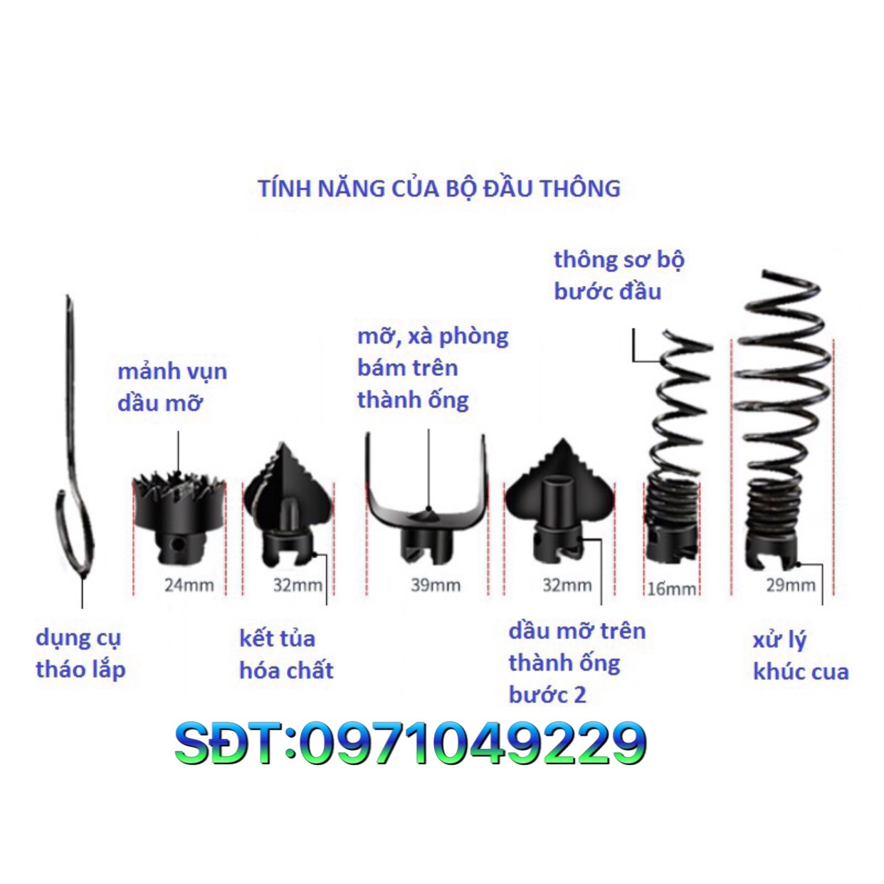 Dây thông tắc cống dùng máy khoan dài 3m