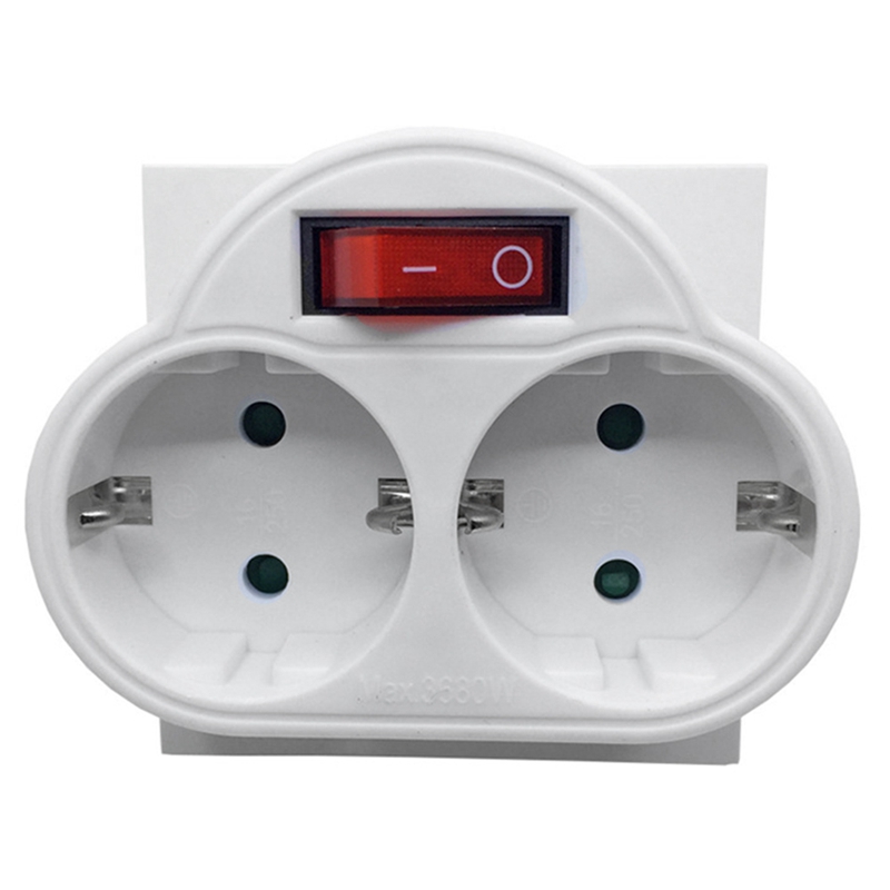 1 Piece EU Standard Multiple Plug with Outlet Switch Plug Power Adapter Socket EU Plug