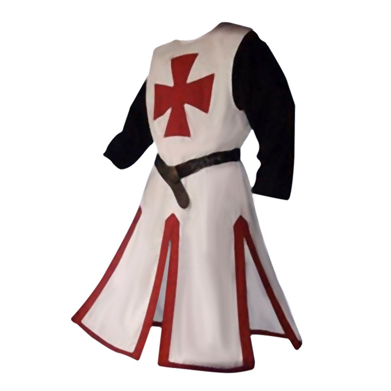 Hot Medieval Crusader Knights Templar Tunic Costumes Renaissance Halloween Surcoat Warrior Black Plague Cloak Cosplay