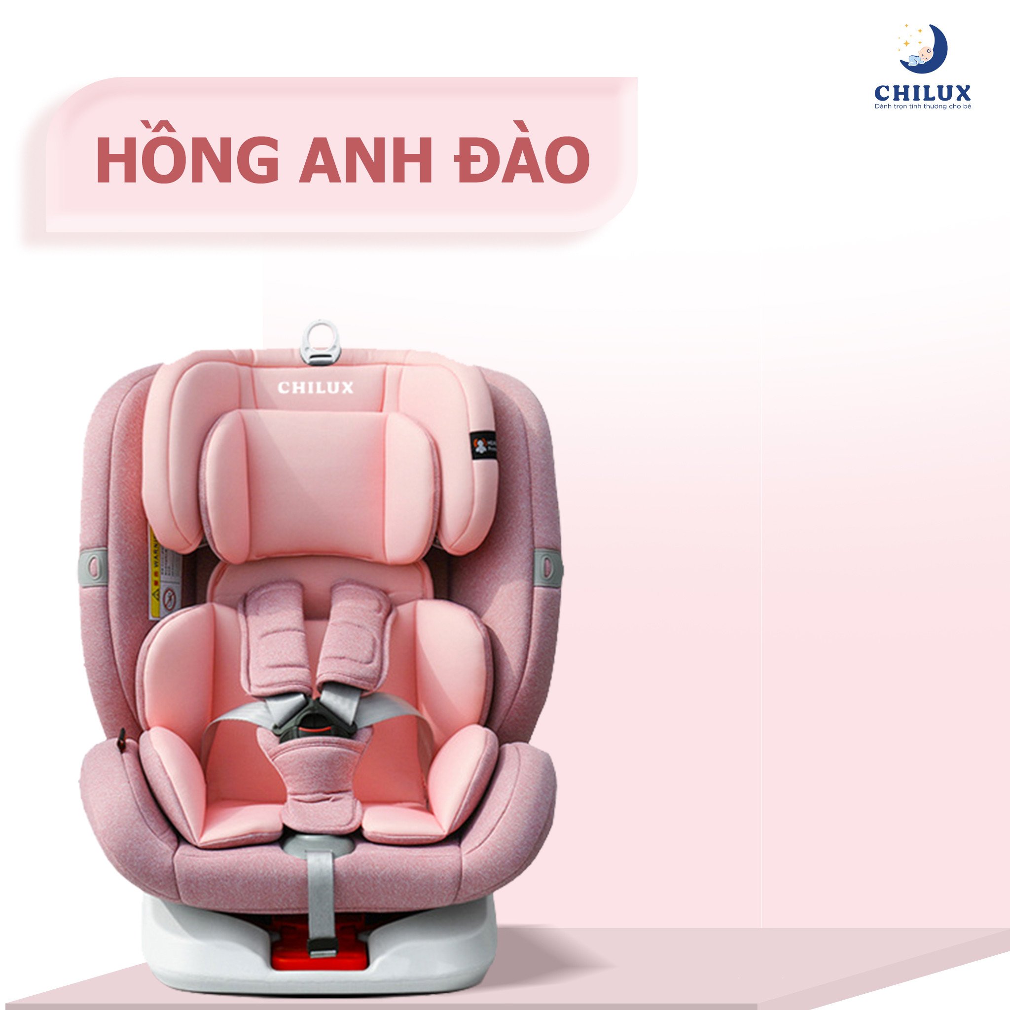 Ghế ngồi ô tô cho trẻ em Chilux Roy xoay 360 độ màu hồng dùng 0 - 12 tuổi