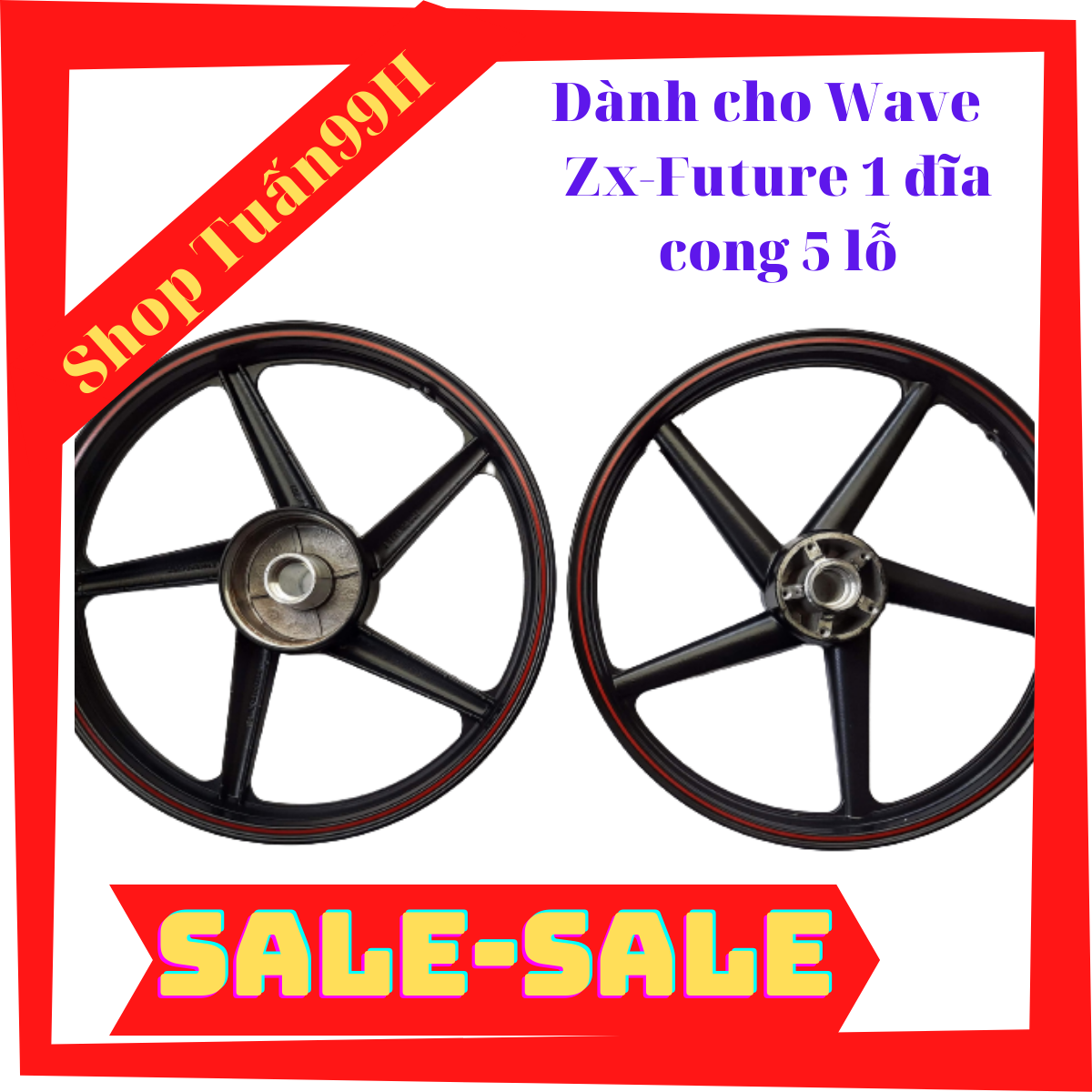 Mâm 5 cây chỉ đỏ đĩa cong 5 lỗ dành cho Wave đĩa, Future 1
