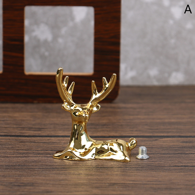 Elk Deer Statue Nordic Christmas Reindeer Art Figurine Vintage Golden ...