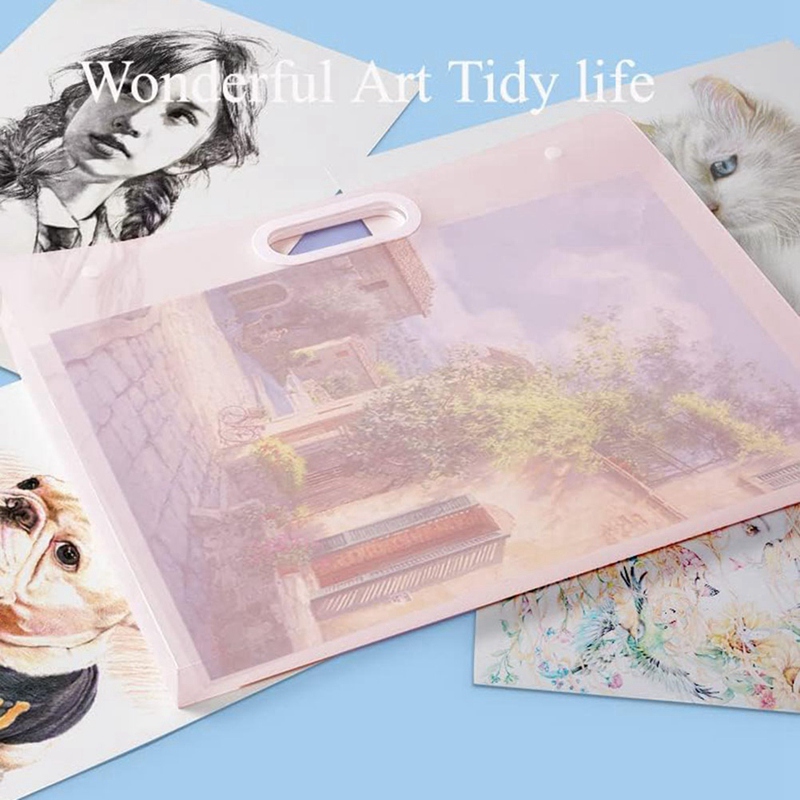 2Pcs Plastic Art Portfolio Folder Arts Storage Case for , Student Drawing Container, Kids Artworks