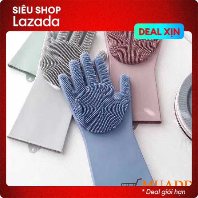 Găng Tay Rửa Chén Bát Silicon Có Gai Tạo Bọt
