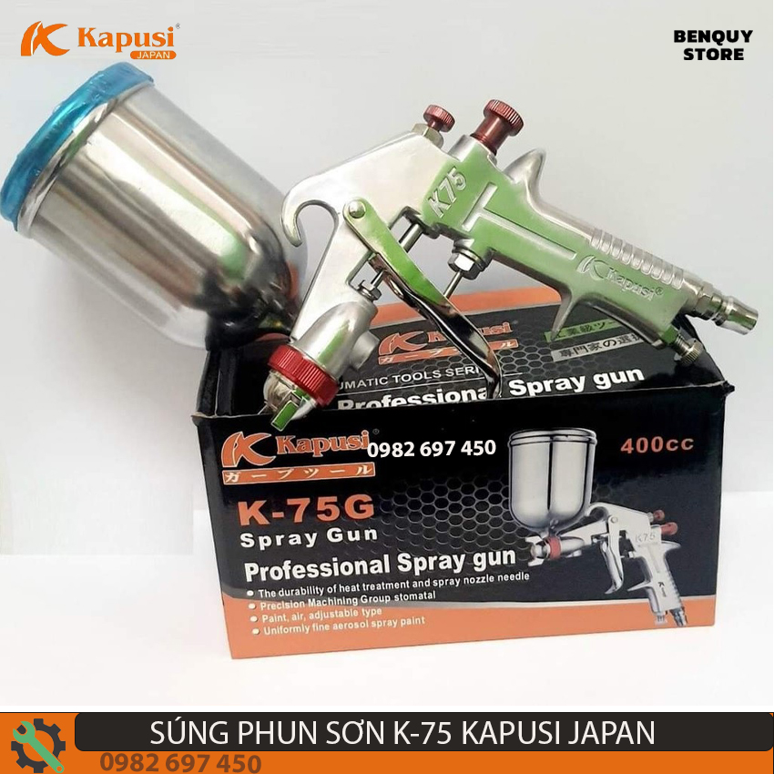 Thiết bị phun sơn đầu béc 1,5 kapusi japan k75. dụng cụ phun sơn chuyên dụng công nghệ nhật