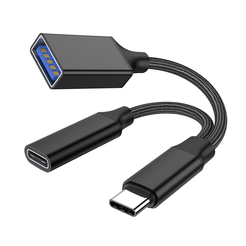 Uni cáp otg usb c bộ chuyển đổi điện thoại 2 trong 1 loại c cổng sạc đầu đực sang usb c đầu cái