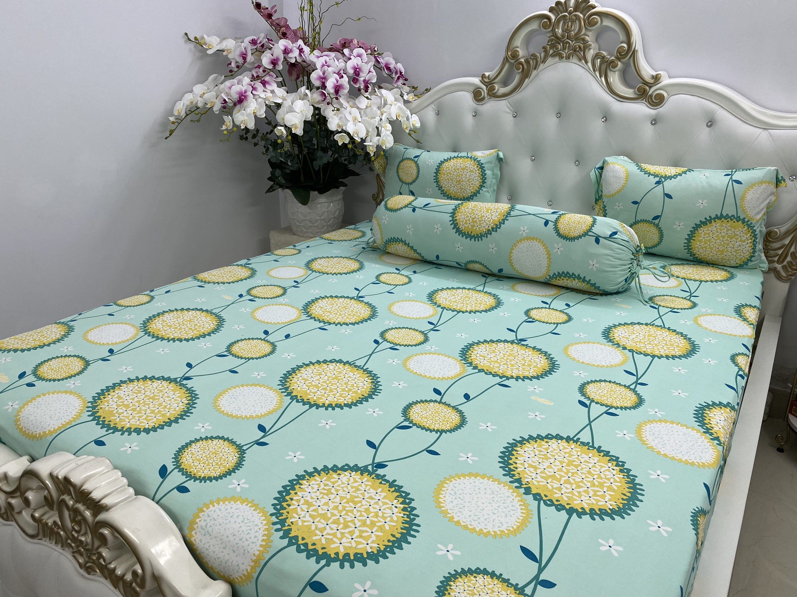 [HCM]Bộ Drap gối Thun Hàn Quốc mát lạnh { 4 món } FULL SIZE  nhiều màu