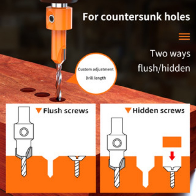 8/10MM Shank HSS Countersink Drill Bit Woodworking Router Bit set Milling Cutter Screw Extractor Remon Demolition Wood Drilling