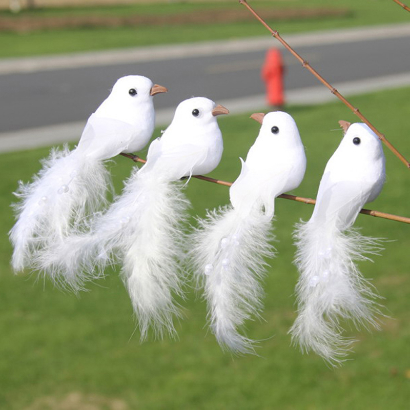 [FU💖] 1Pcs Birds Simulation Artificial Feather Doves Feather Park Mall Ornament