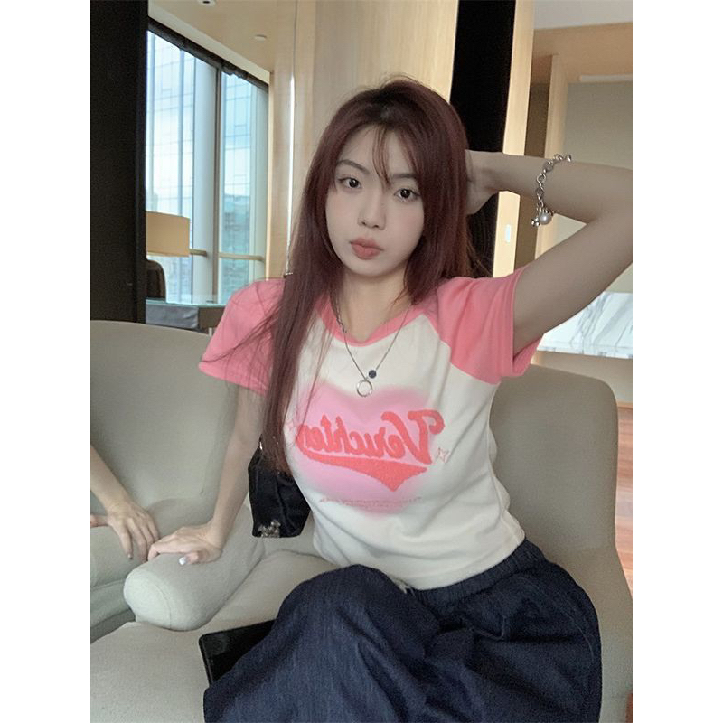 Áo Croptop Nữ , Áo Tay Màu Hồng