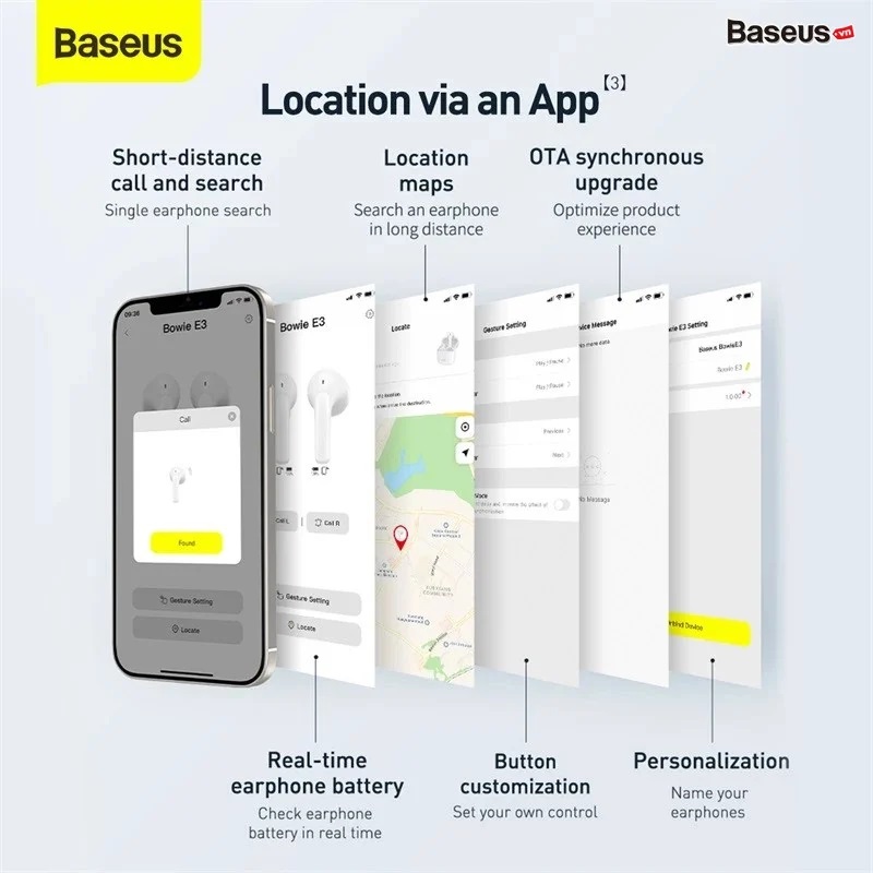 [BH 12 Tháng] Tai nghe Bluetooth Baseus Bowie E3 True Wireless Earbuds ( Bluetooth 5.0 , GPS - APP Control, Super Fast charge, Nearly No-delay & HD Stereo Gaming Earbuds )