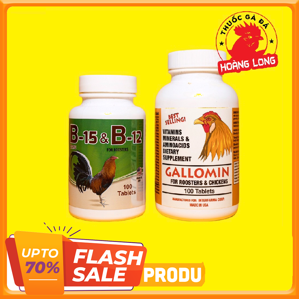 [ CHỈ CÓ Ở HL ] [ TRỢ GIÁ SỐC ] COMBO 100 viên GALLOMIN và B15 B12 dinh dưỡng cho gà đá mỗi hộp 100 VIÊN