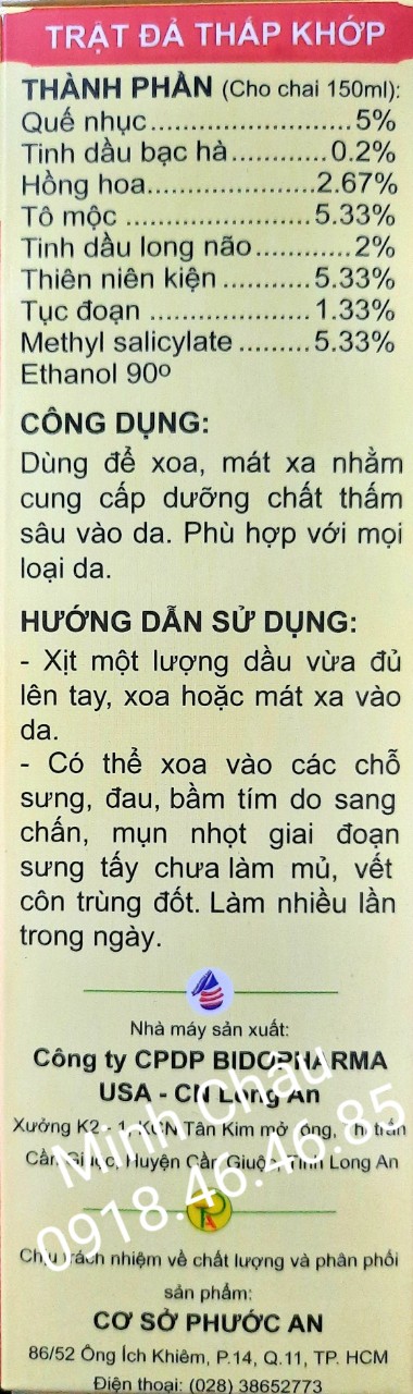 [HCM]PHƯỚC AN TRẬT ĐẢ THẤP KHỚP