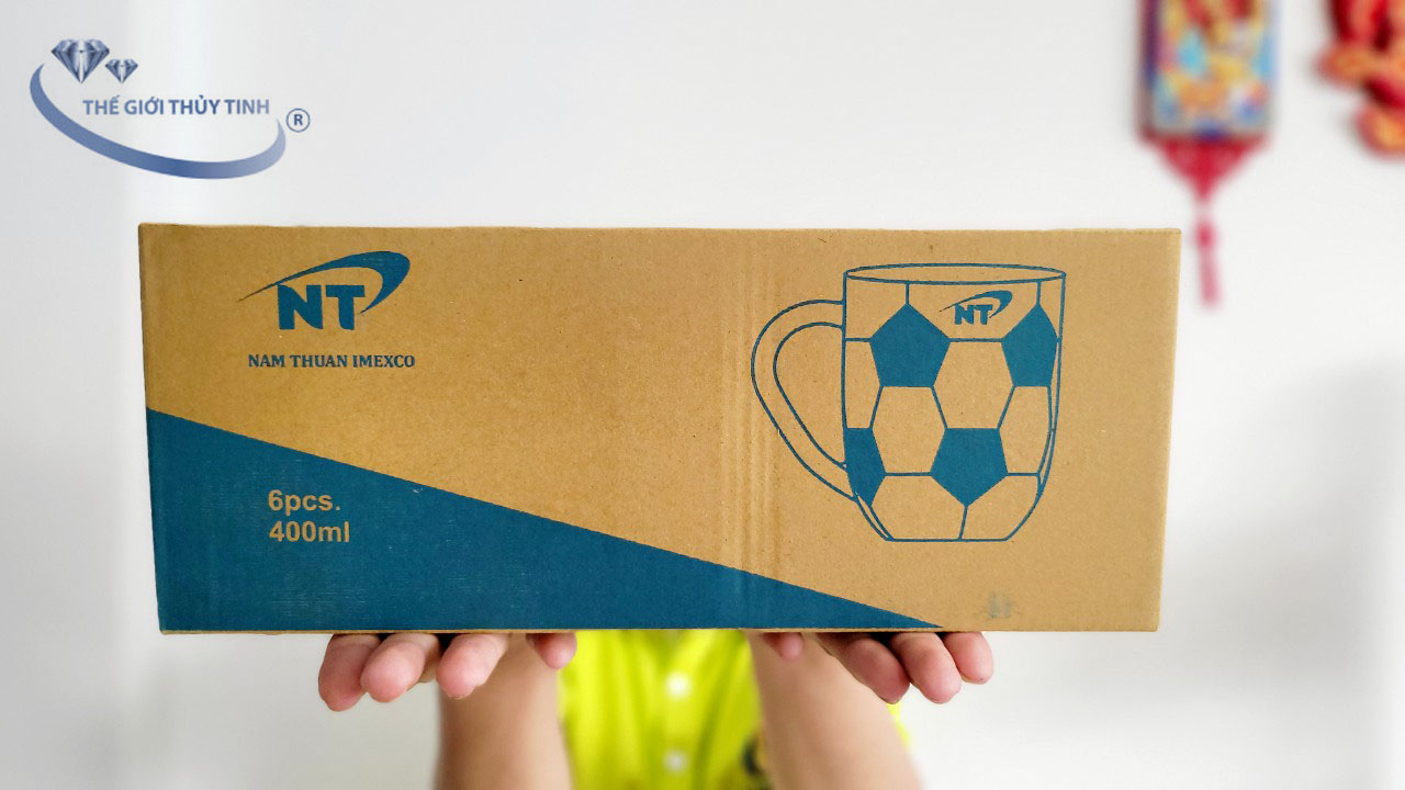 Bộ 12 ly thủy tinh có quai hình trái banh - dung tích 400ml