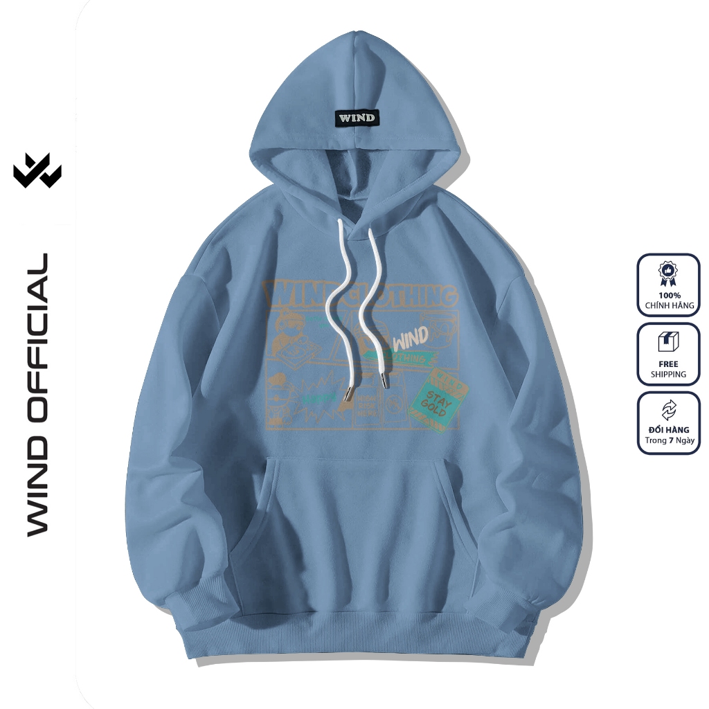 Áo hoodie unisex form rộng WIND MEDIA bản Premium nỉ ngoại nam nữ oversize