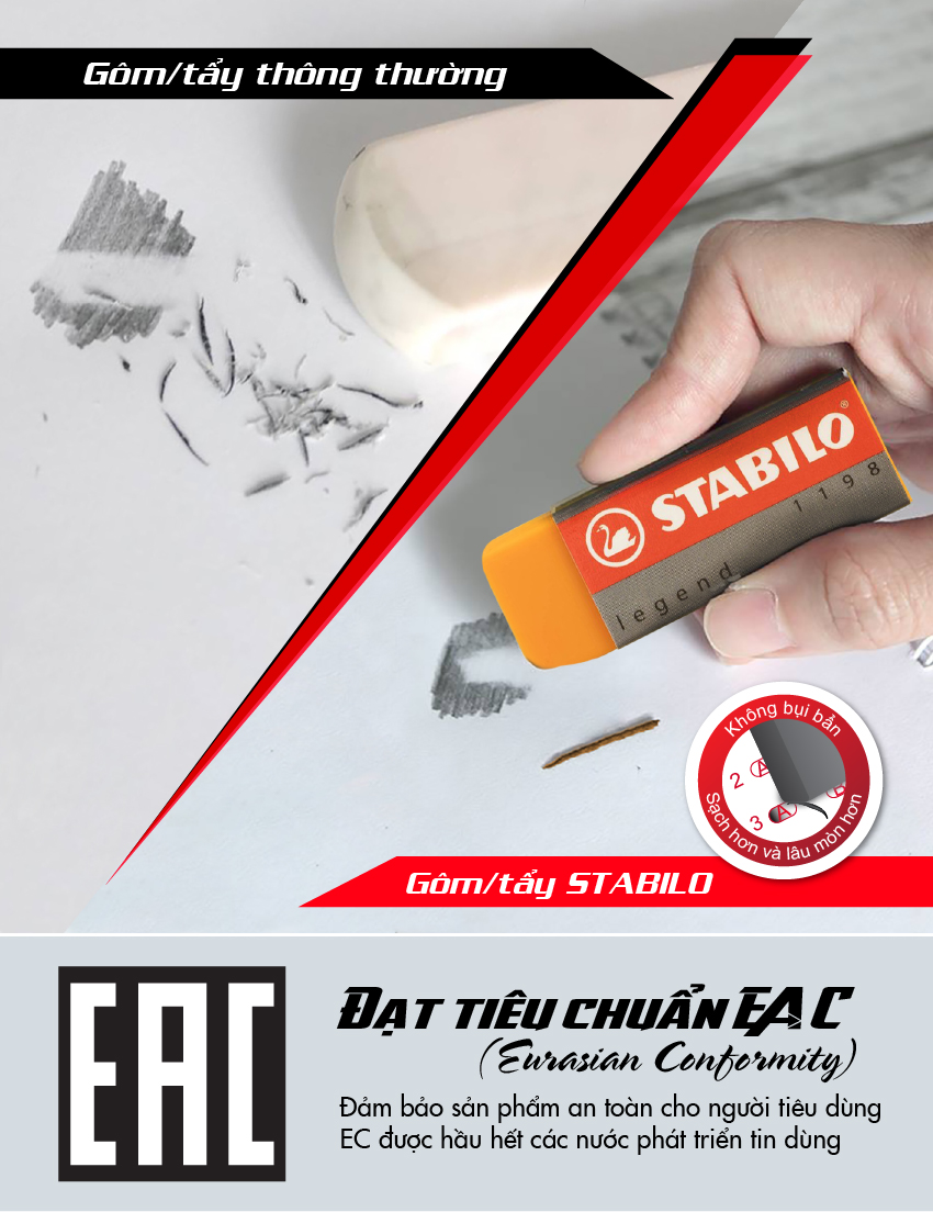 Bộ 3 tẩy STABILO Legend (nhiều màu) ER198-C3