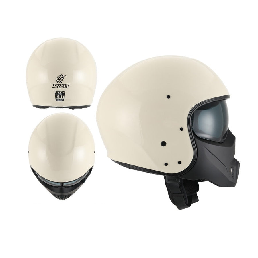 RYO RO-5V MOTORCYCLE OPEN FACE HELMET Matte Black Motorcycle