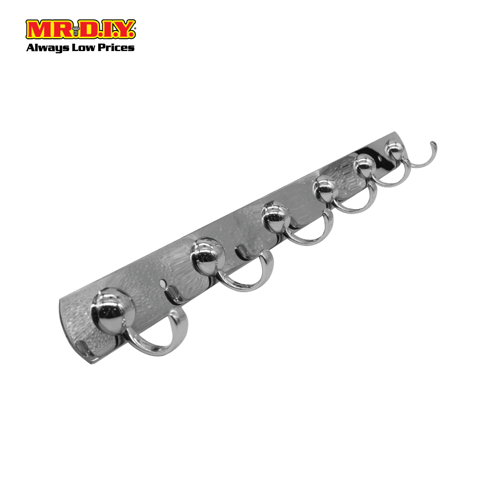 (MR.DIY) Stainless Steel Cloth Towel 5 Hooks Hanger Lazada