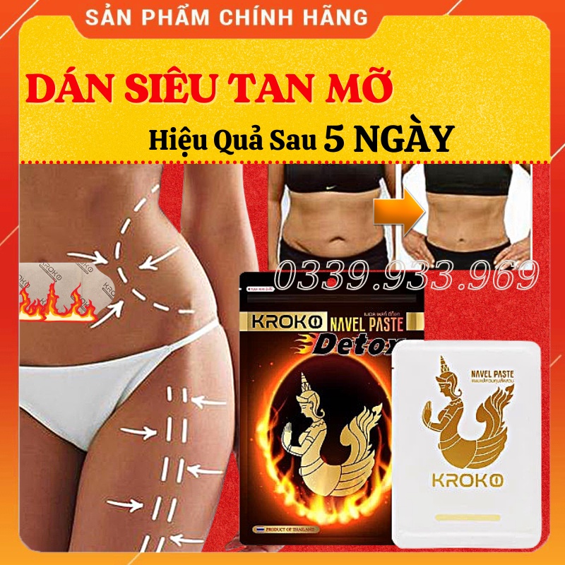 Miếng dán tan mỡ bụng kroko navel paste - dán tan mỡ thái lan - giảm mỡ bụng, bắp tay, bắp chân