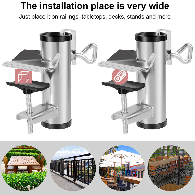 Patio Umbrella Holder Stainless Steel Parasol Clamp Portable Balcony