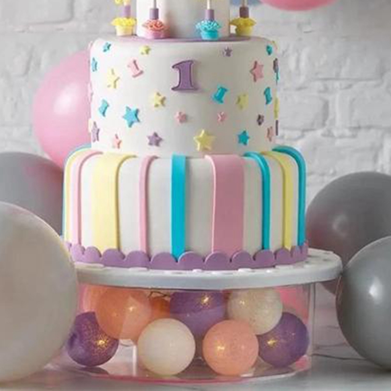 Clear Acrylic Cake Stands, Fillable Cake Box, Round Cake Display Box with Lid, Decorative Centrepiece Box for Wedding