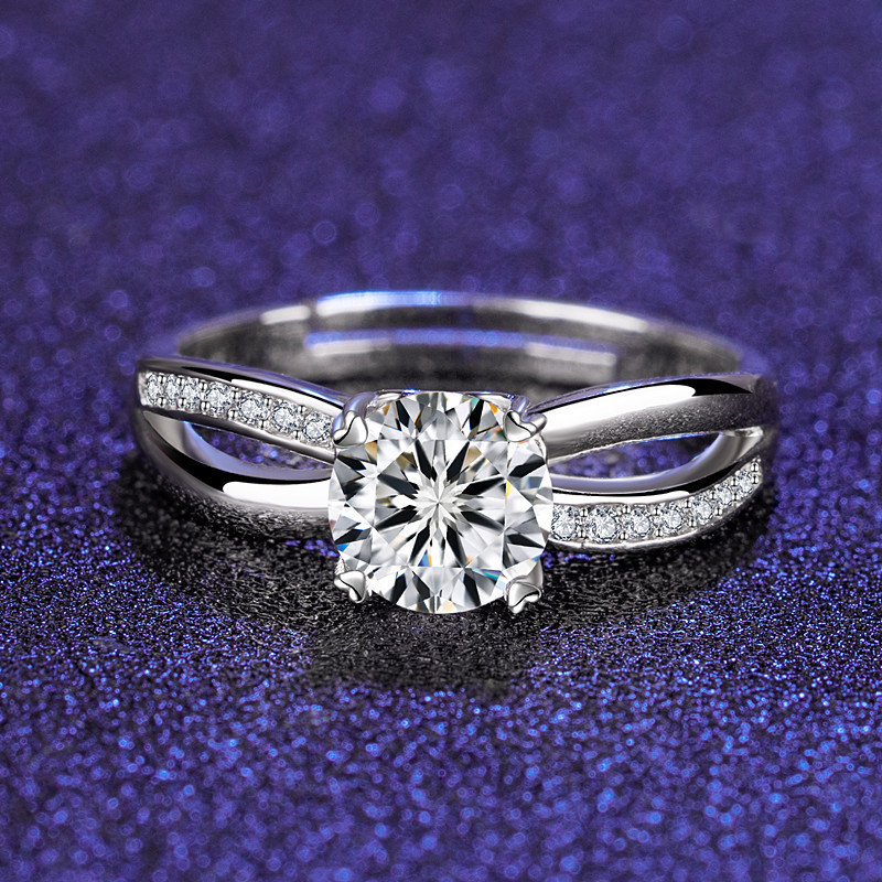 Drainage imitation imported D color Mosan diamond opening ring eight ...