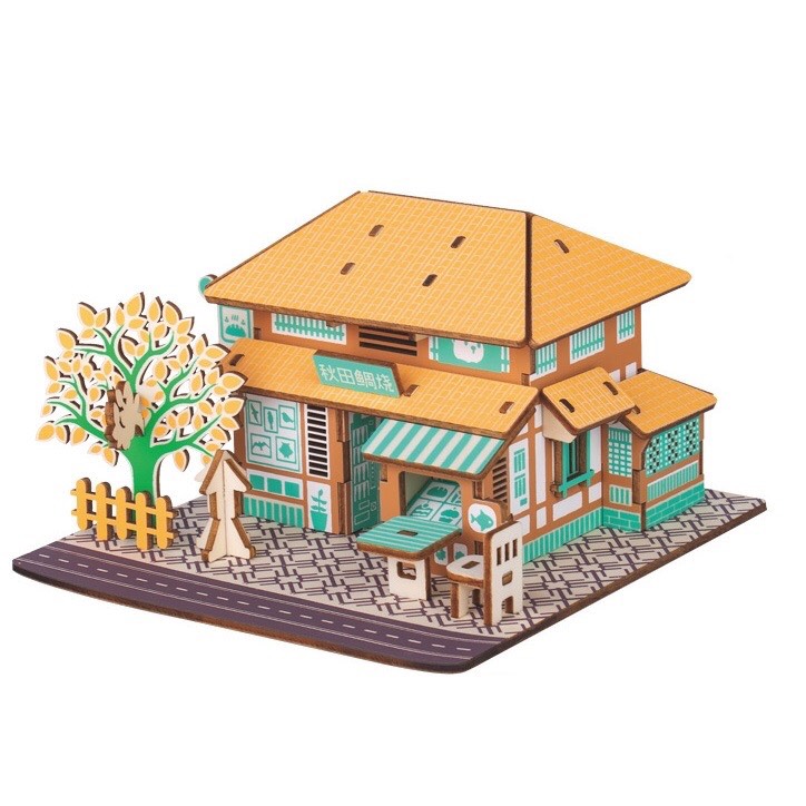Đồ chơi lắp ráp 3D gỗ - bộ tứ mô hình nhà Nhật