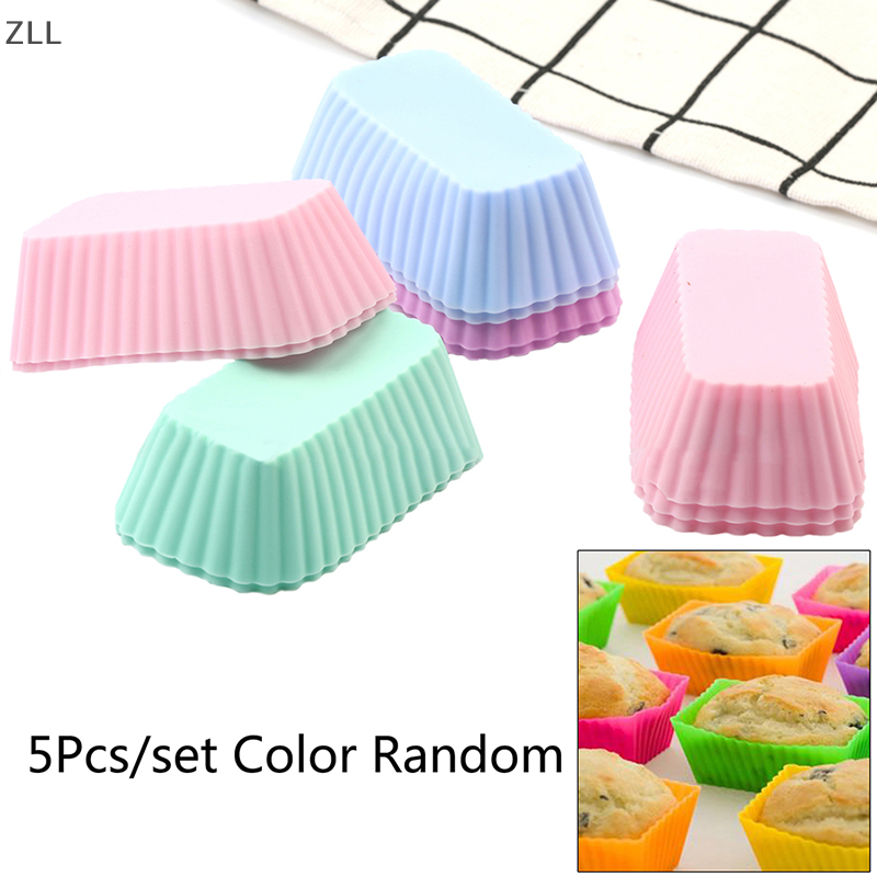 NEW ARRIVAL 5Pcs Silicone Cake Molds Rectangular Muffin Cup Cake Baking Mould Kitchen Pastry