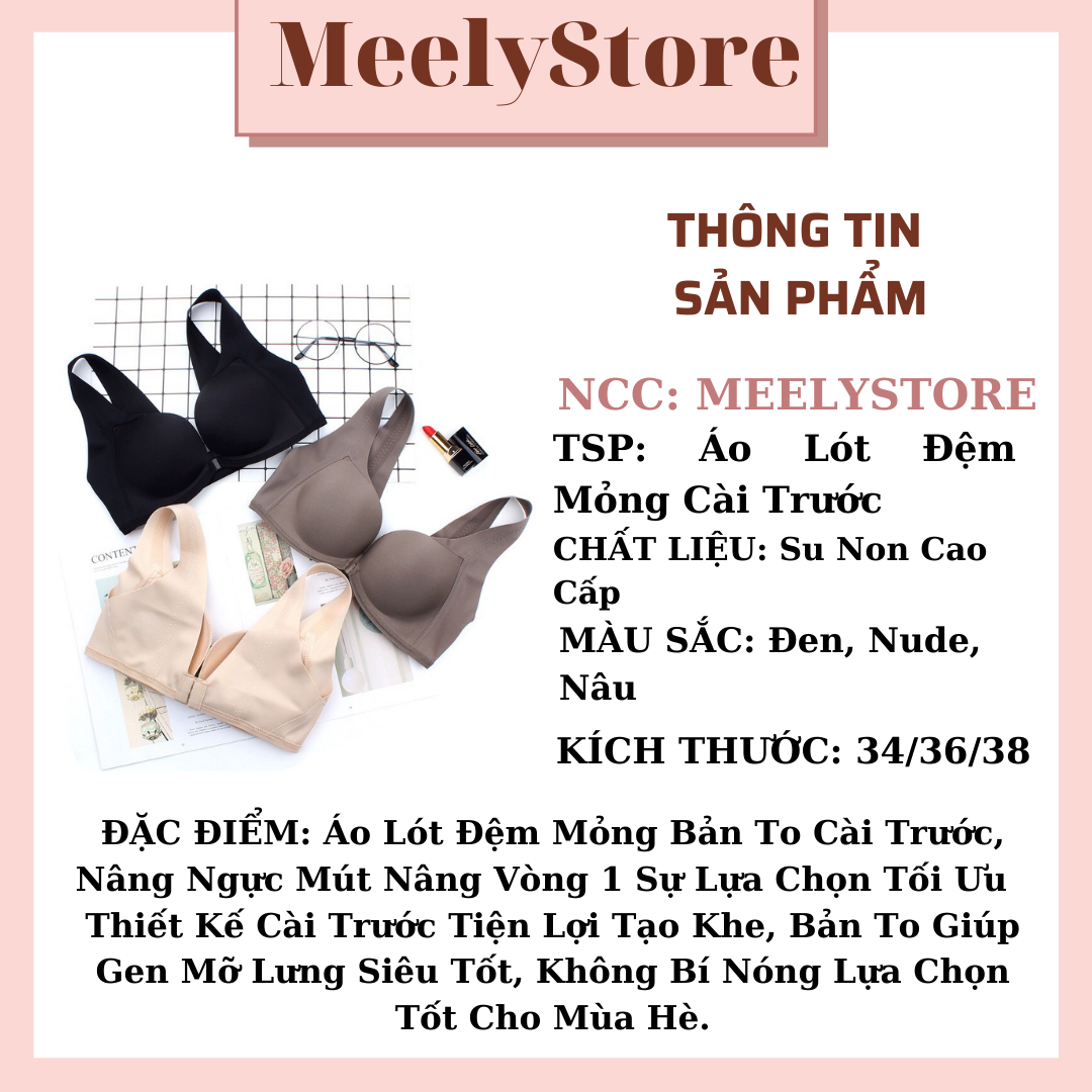 Áo Lót Nữ Su Đúc Non Bảng Lưng To Cài Trước Cao Cấp Không Gọng Mút Mỏng Áo Đúc Mát Lạnh Tàng Hình Màu Trơn Nâng Ngực Tự Nhiên -964