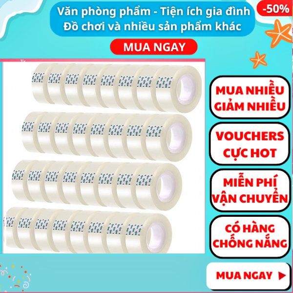 Combo 4 cuộn băng keo trong loại nhỏ giá rẻ - Băng dính - băng dính trong suốt - Băng dính giấy - Nguyễn Thùy Store