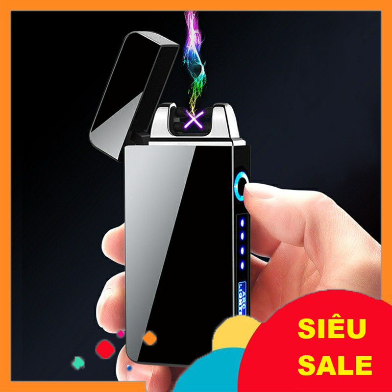 bật lửa điện plasma thương hiệu Lighter có đèn led hiển thị pin