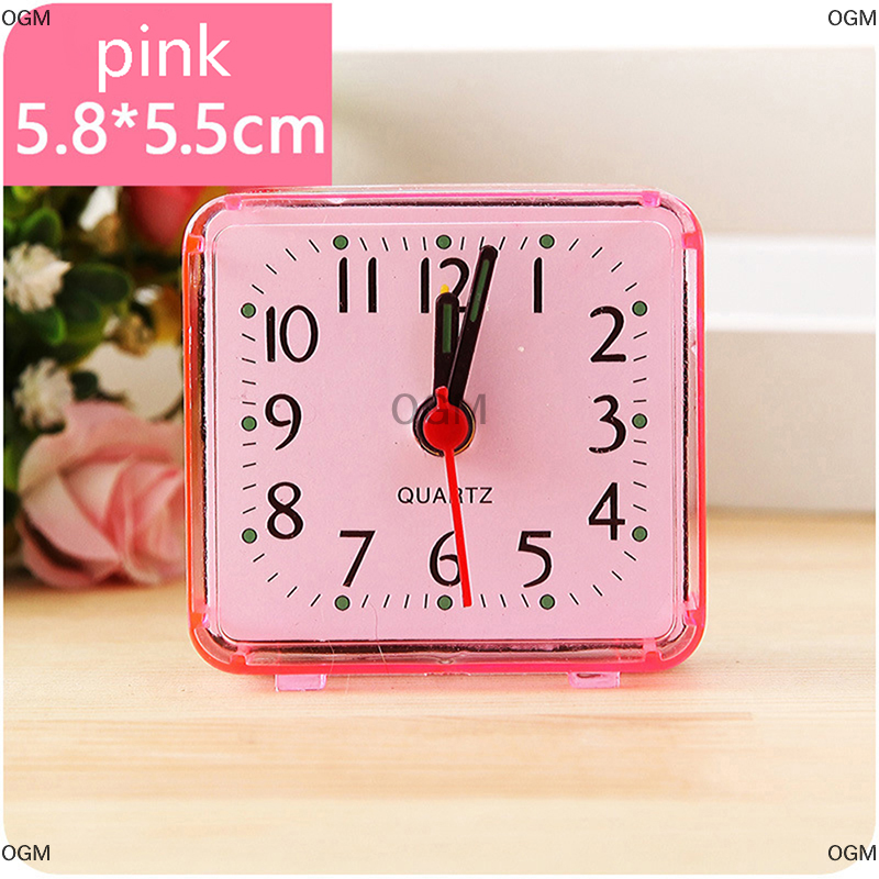 OGM Dễ thương sinh viên Đồng hồ báo thức vuông cạnh giường nhỏ gọn đồng hồ máy tính để bàn trang trí đồng hồ