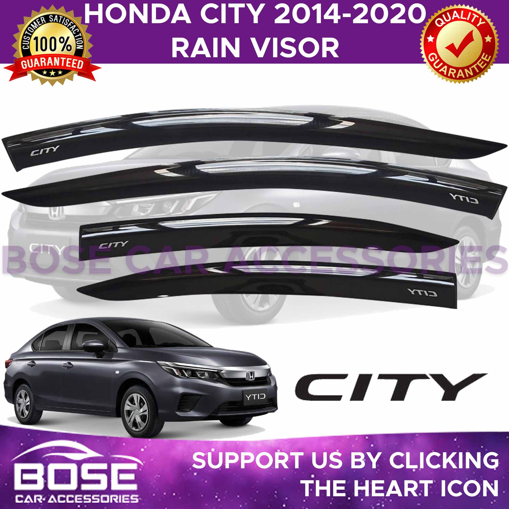 Premium Rain Gutter Rain Visor Honda City 2009 2010 2011 2012 2013 /