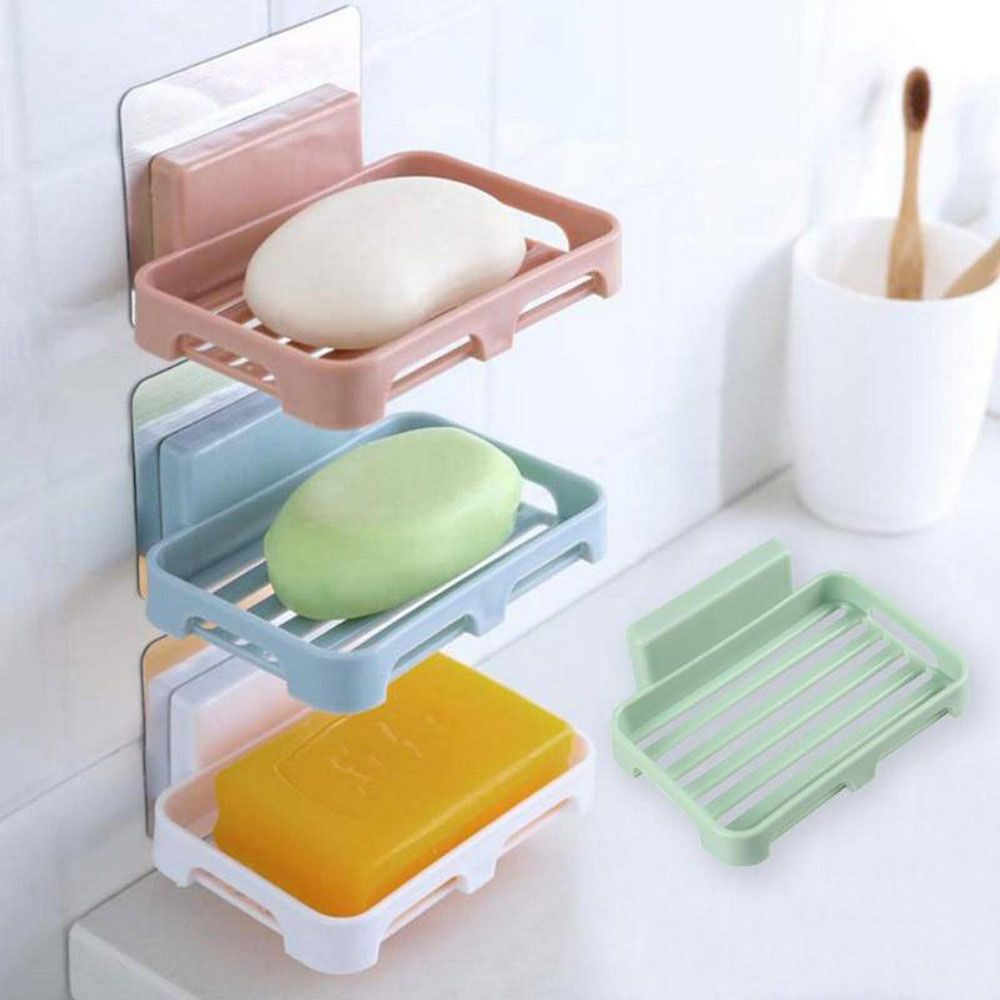 Uijiuha sáng tạo tự dính phòng tắm phụ kiện phòng tắm container kệ gắn tường Đĩa đựng xà phòng Giá đặt xà phòng giá lưu trữ