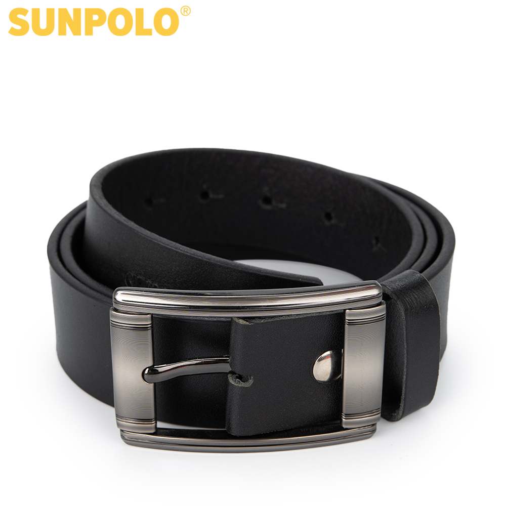 Thắt Lưng Nam Da Bò Khóa Kim SunPoLo BS01D (Đen)
