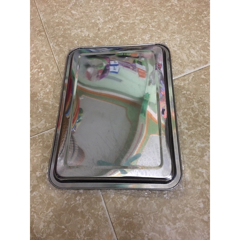 Khay inox sâu 2cm đựng thực phẩm [hàng dày dặn]